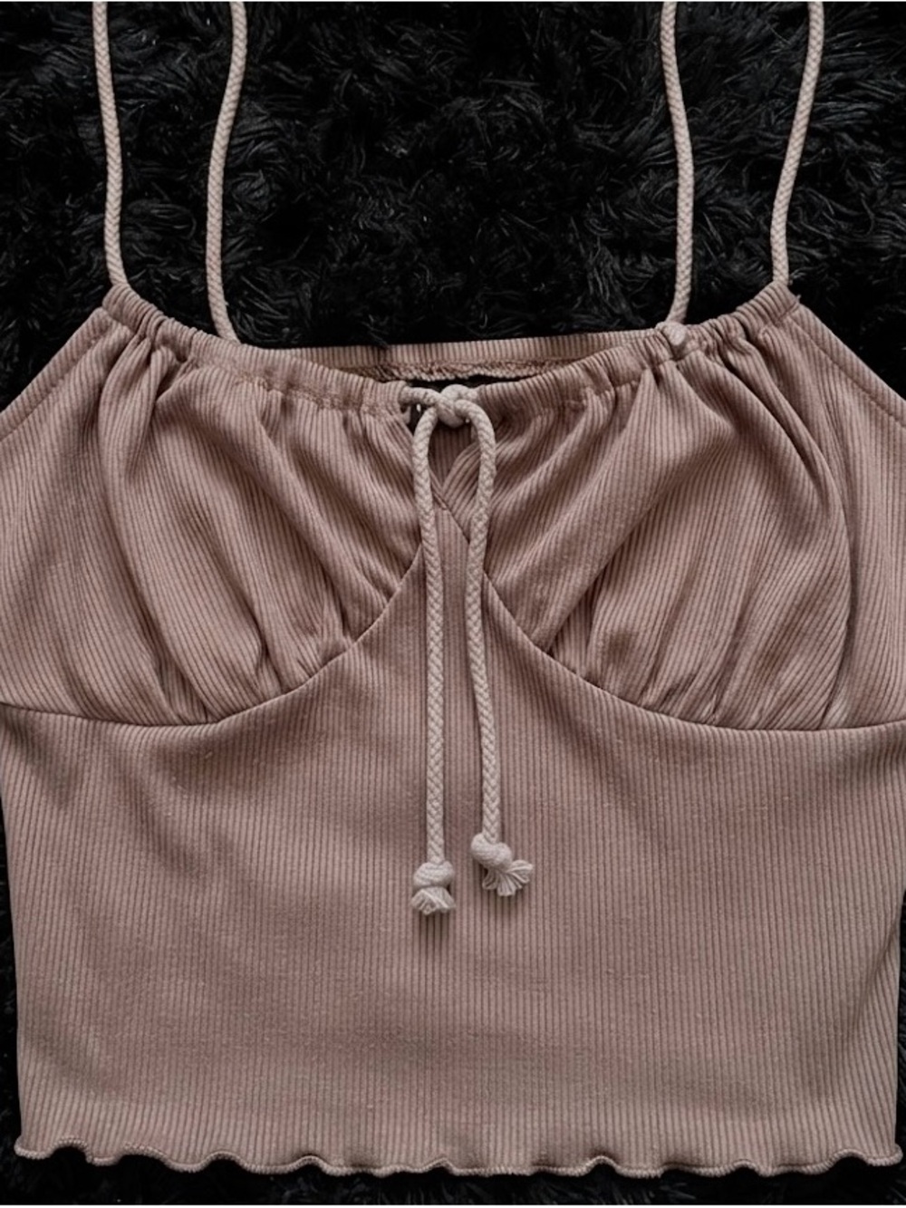 SHEIN Ribbed Tie-Front Camisole in Taupe